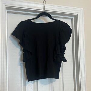 Zara Black Ruffled Cap Sleeve Blouse